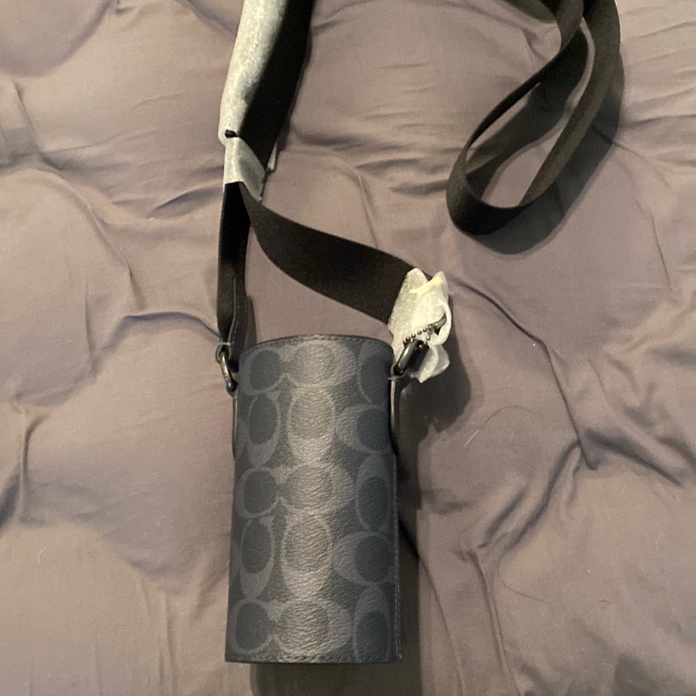Brand new grey and black coach water bottle holder